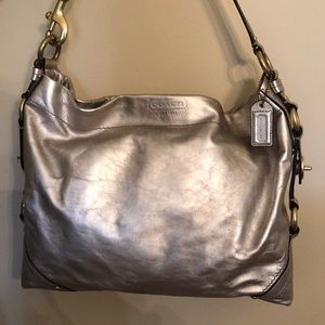 Coach Platinum Metallic all Leather Bag